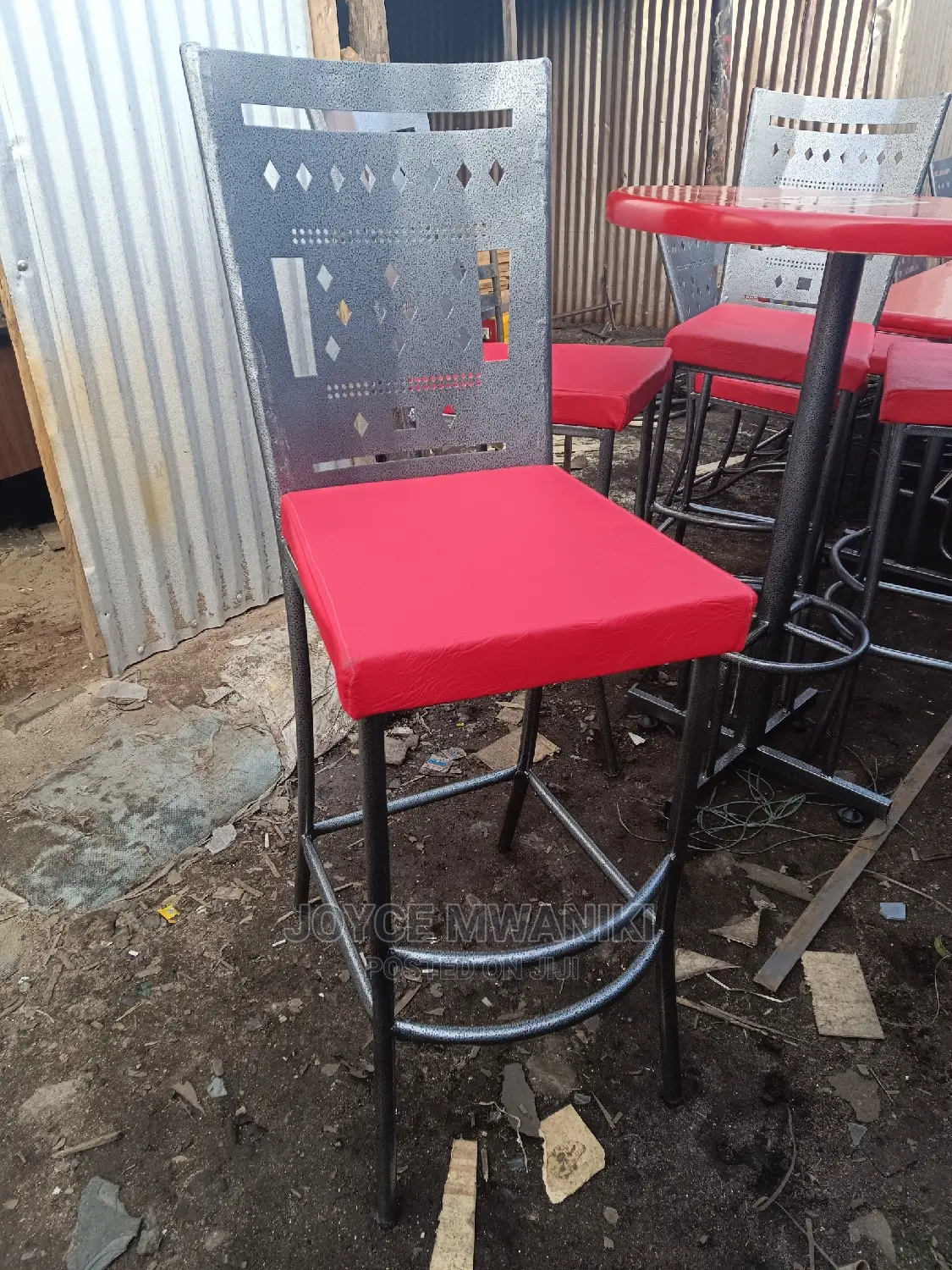 Red High Chair With Powder Coating.