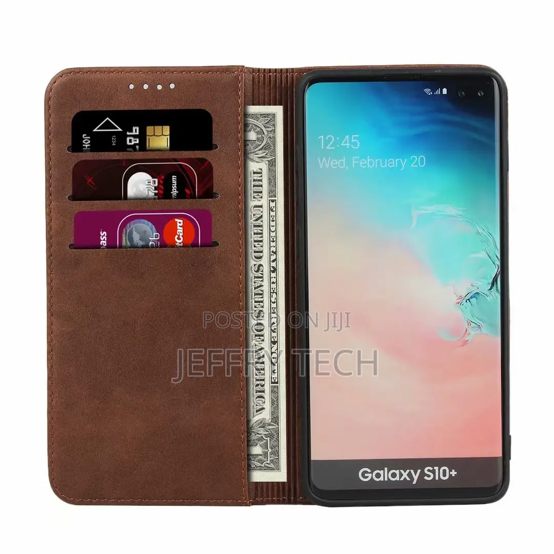 S10 Plus 5G Flip Case Card Holder Holster Magnetic Leather