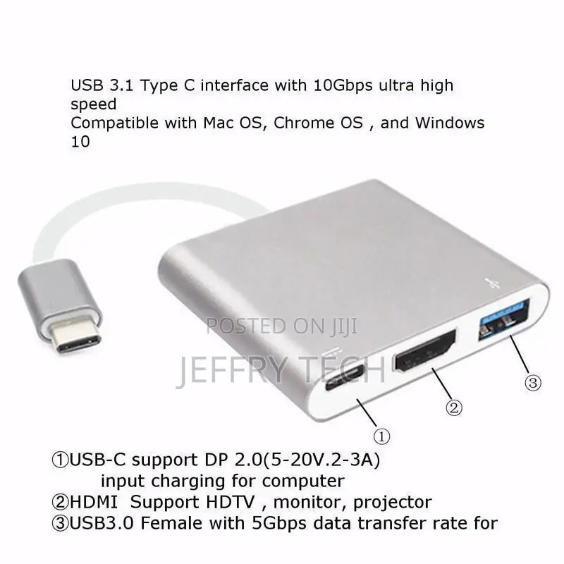 USB-C HUB Digital AV Multi Port Adapter USB 3.1 Type-C to 1
