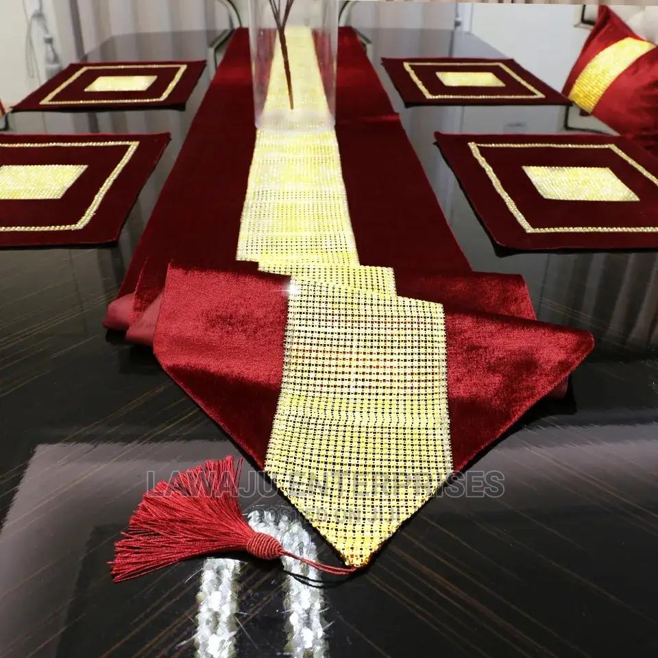 13pc Elegant Silky Table Runner Plus Placement Mats