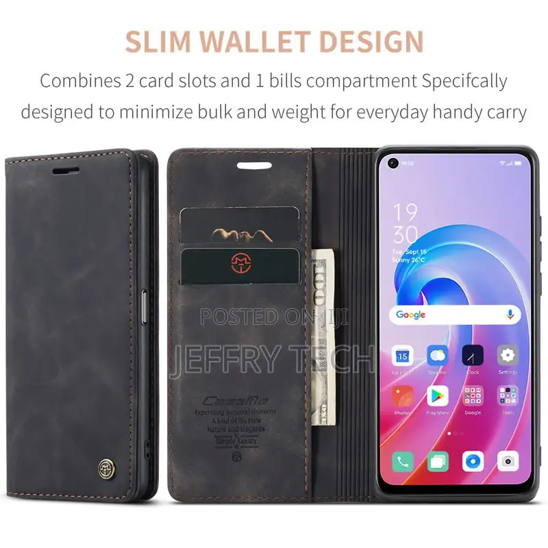 OPPO Realme 9i 4G Retro Flip Leather Wallet Case Black