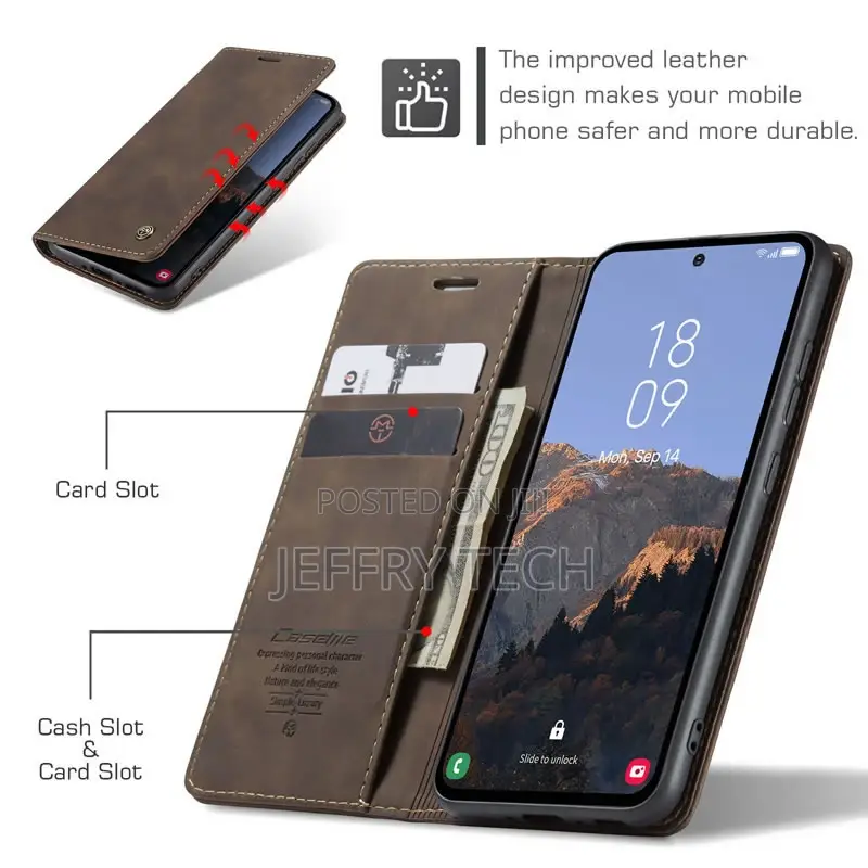 Samsung Galaxy A54 5G Retro Flip Leather Wallet Case Coffee