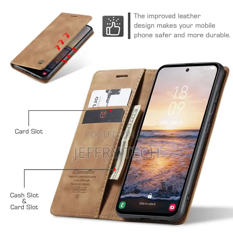 Samsung Galaxy A54 5G Retro Flip Leather Wallet Case Brown