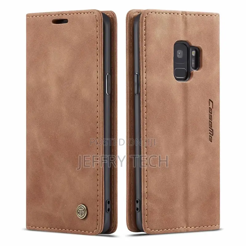 Samsung Galaxy S9 Anti-Fall Retro Leather Wallet Case Brown
