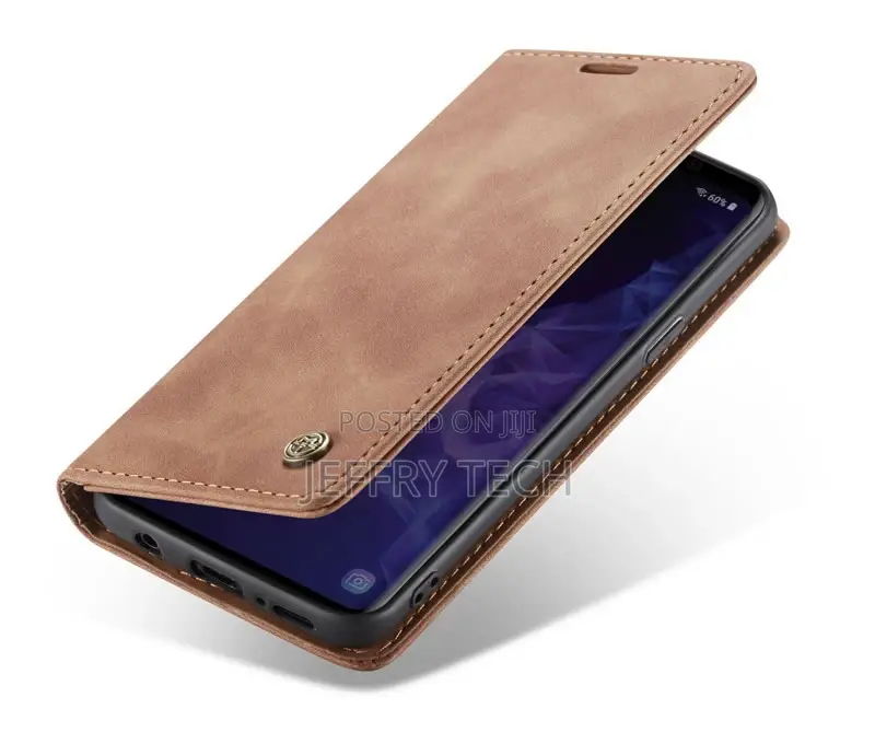 Samsung Galaxy S9 Anti-Fall Retro Leather Wallet Case Brown