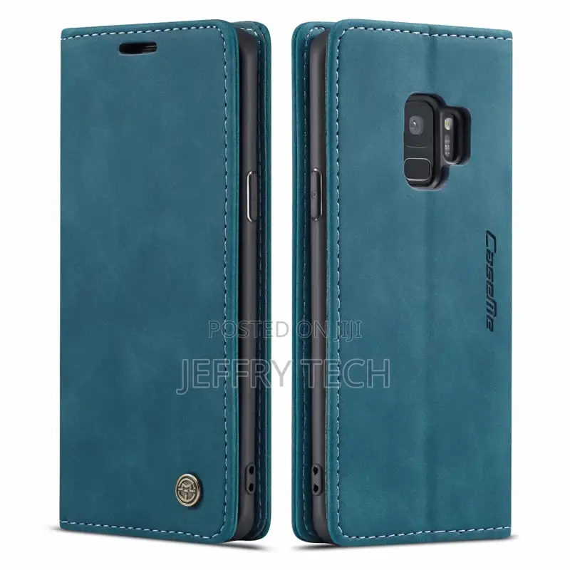 Samsung Galaxy S9 Anti-Fall Retro Leather Wallet Case Blue