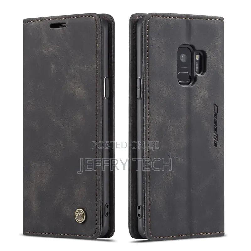 Samsung Galaxy S9 Anti-Fall Retro Leather Wallet Case Black