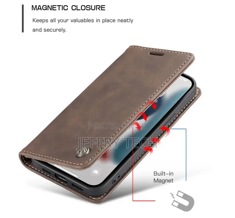 iPhone 13 Mini Retro Flip Leather Wallet Case Coffee