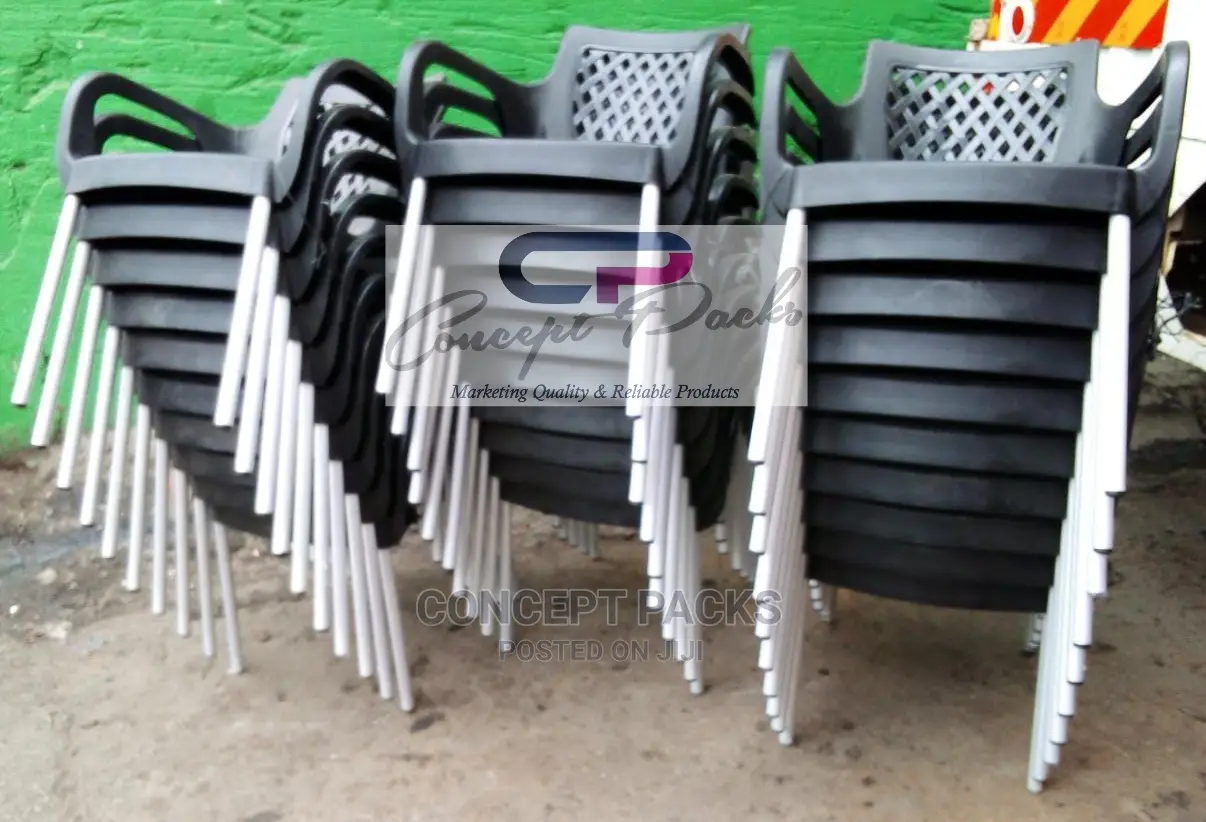 Black Plastic Chair With Strong Metal Legs