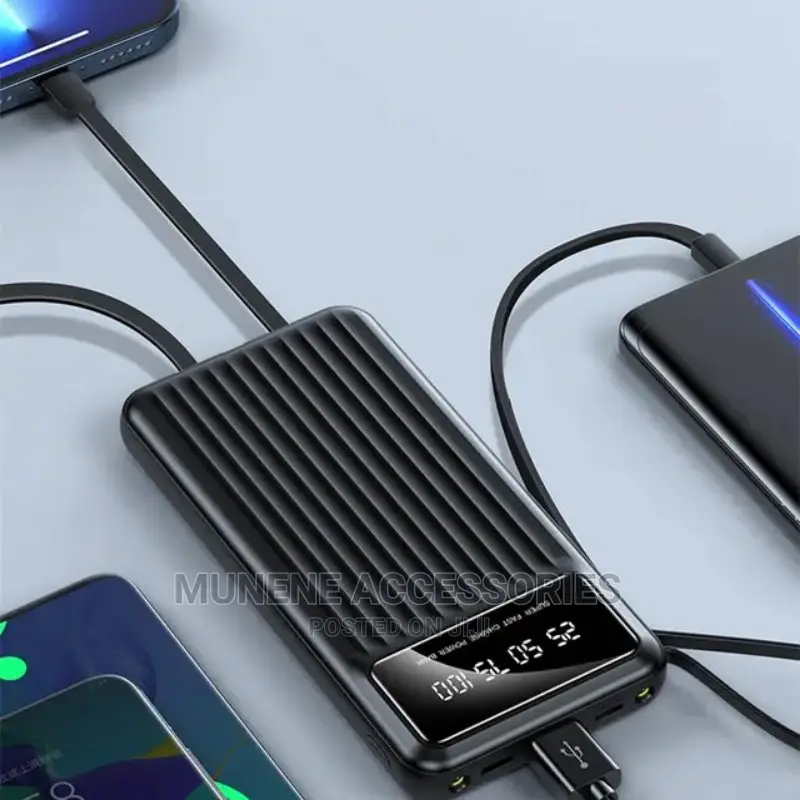 Full Capacity 20000mah Powerbank 4in1 Ios USB C Micro Cable