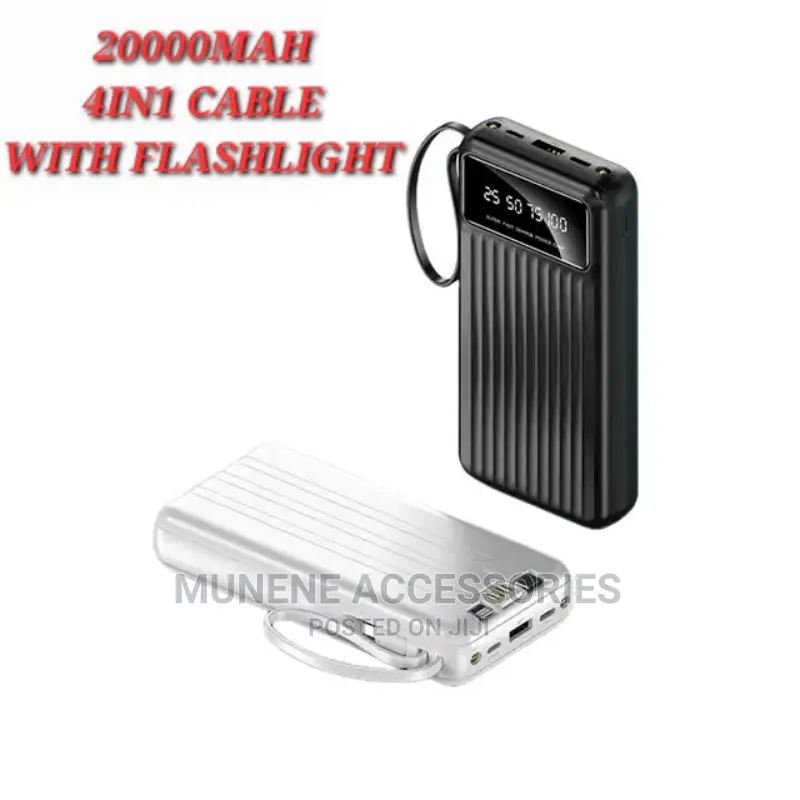 Full Capacity 20000mah Powerbank 4in1 Ios USB C Micro Cable