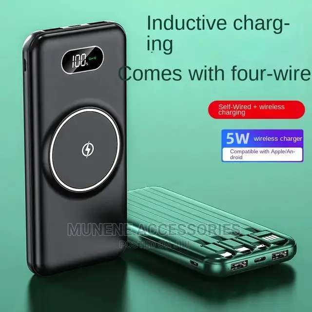 WIRELESS 20000mah iPhone Magsaf Samsung Powerbank 4 Cables