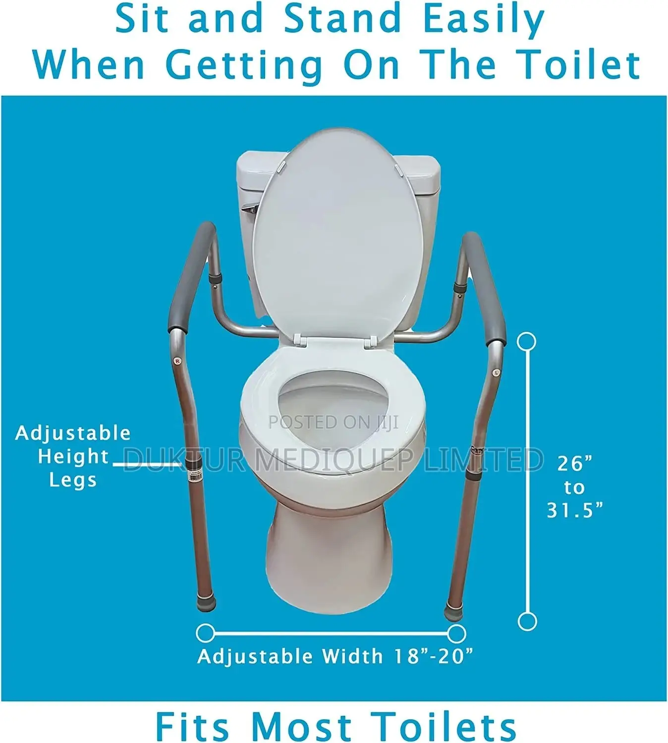 Toilet Seat Support Frame, Adjustable Height and Width