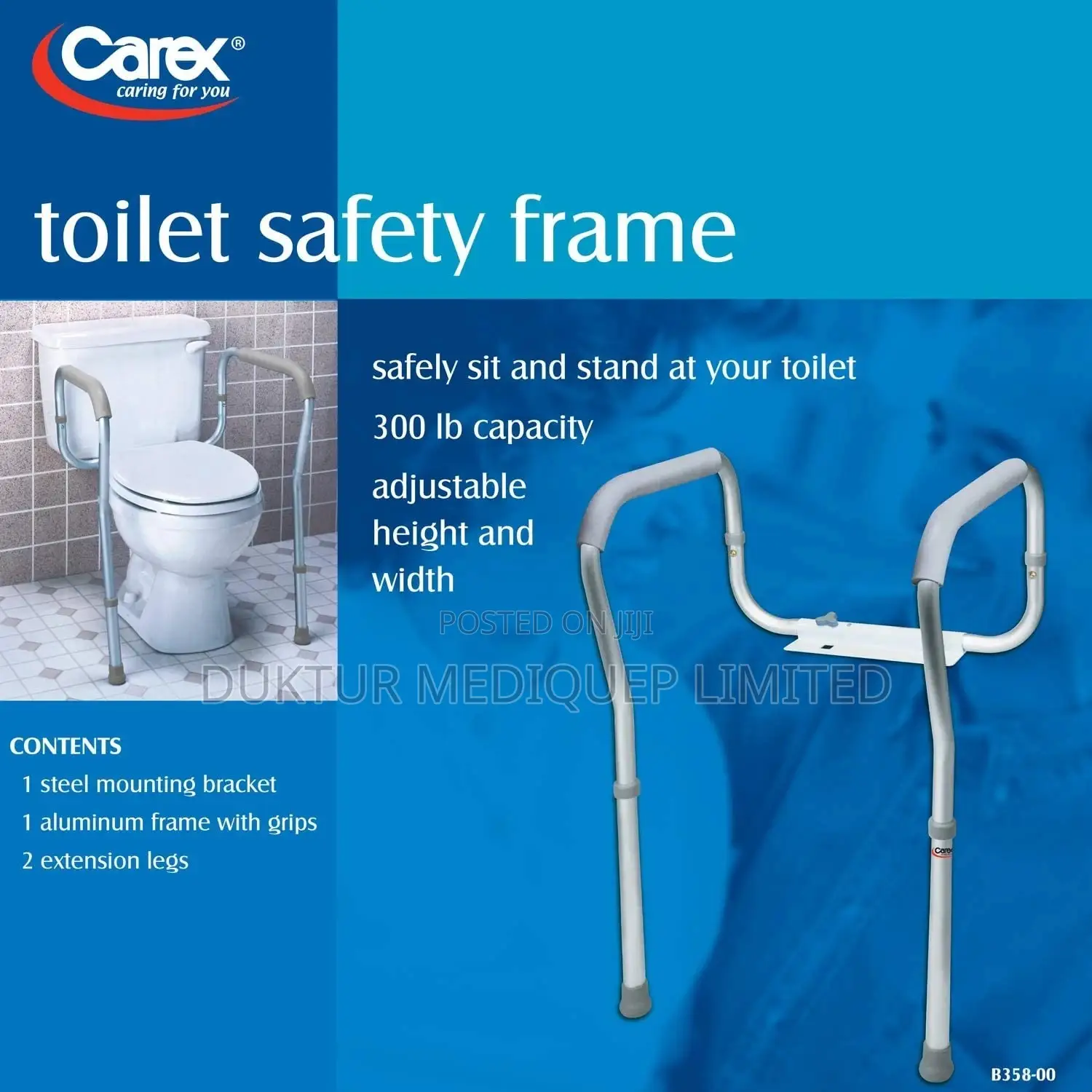 Toilet Seat Support Frame, Adjustable Height and Width