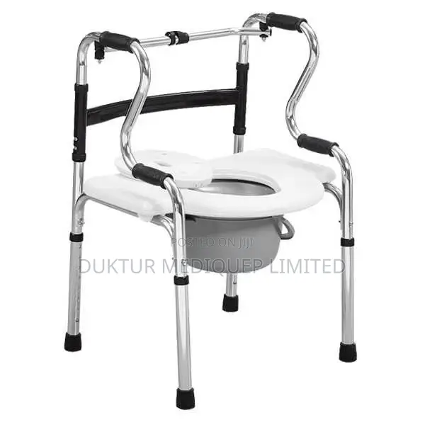 Folding 5-in-1 Bathroom Mobility Aid Commode Walking Frame