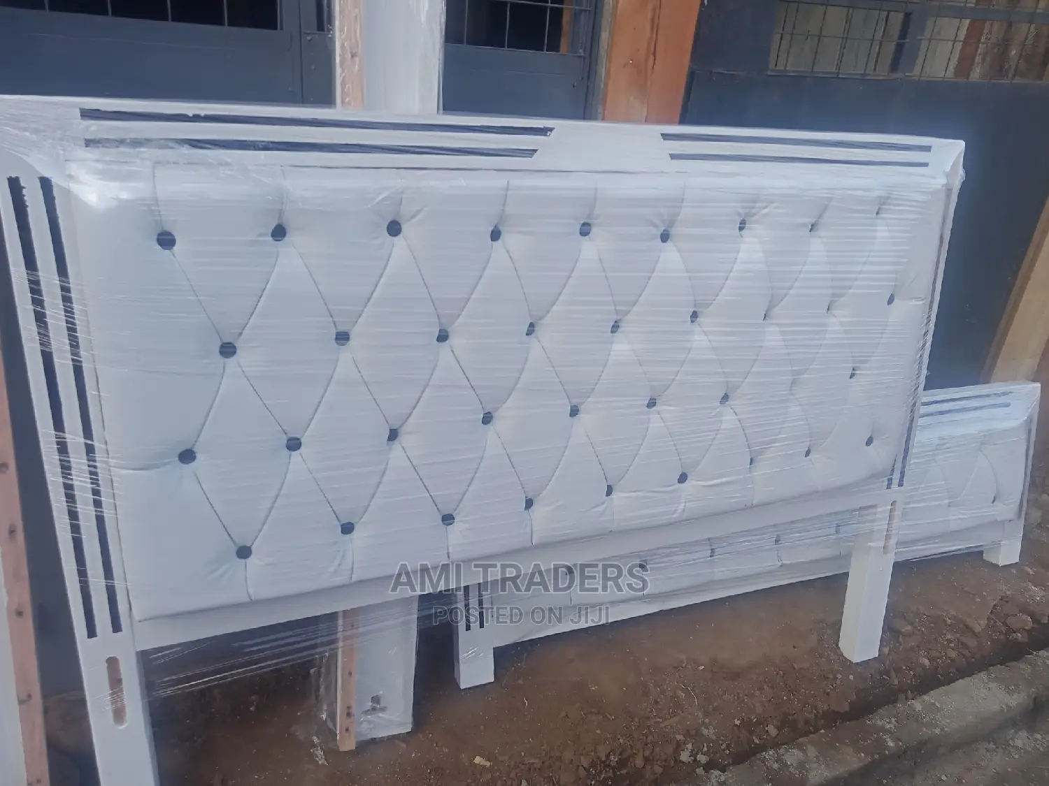 Tufted White Bed
