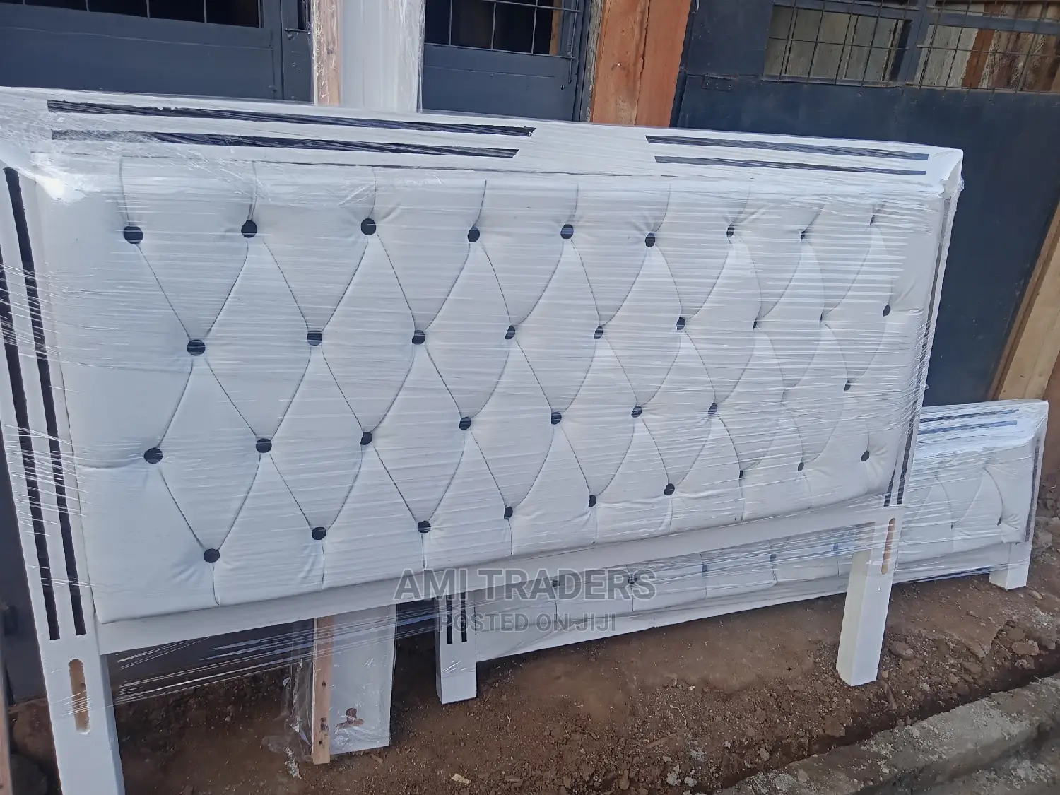 Tufted White Bed