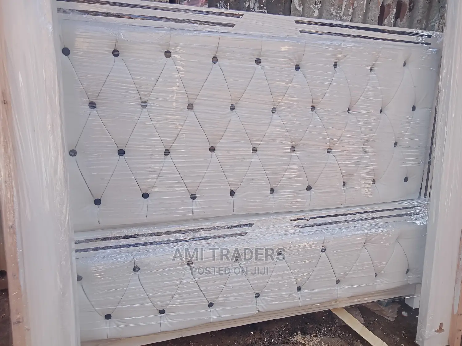 Tufted White Bed
