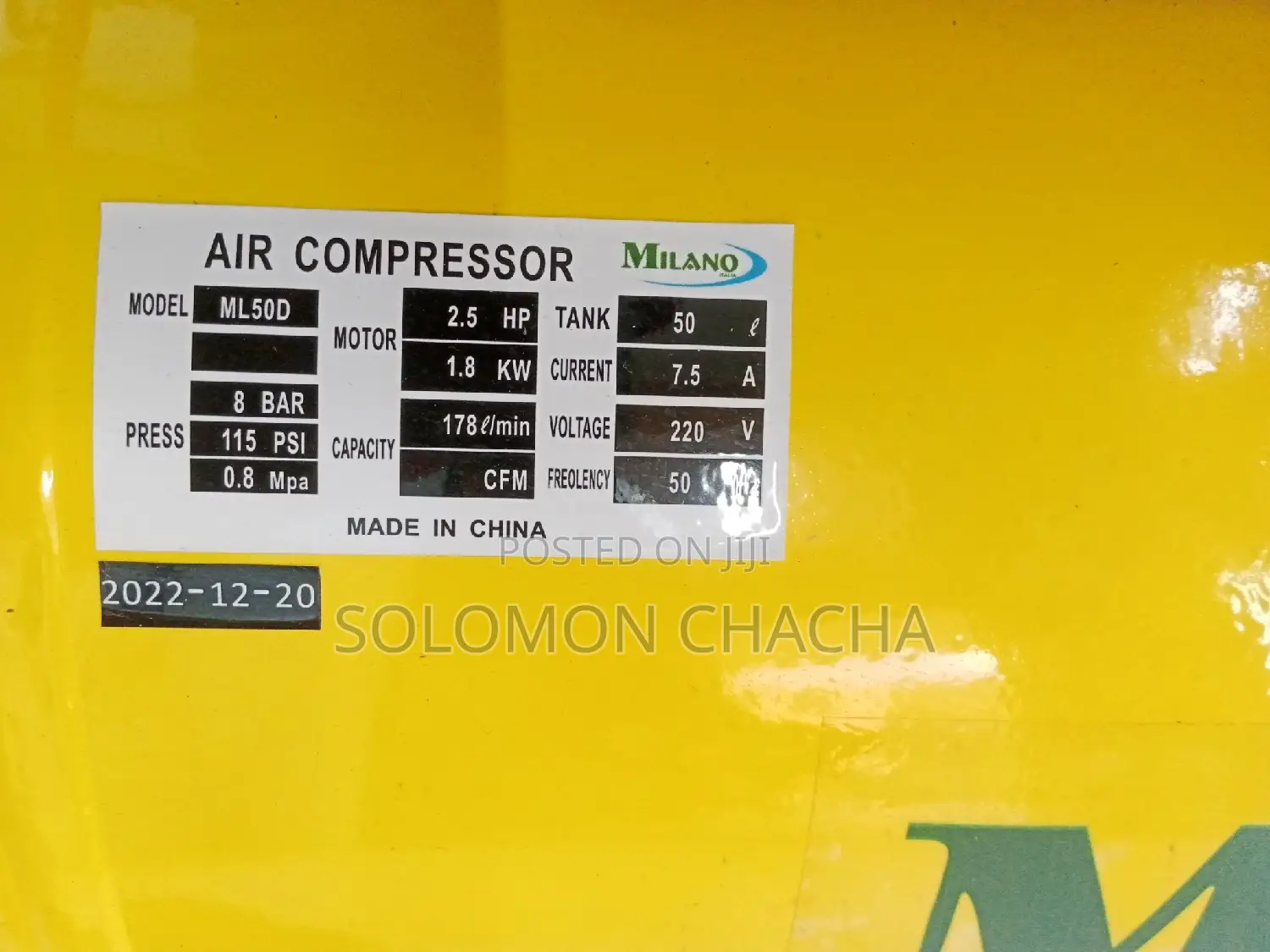 Milano 50litre 2.5hp Air Compressor