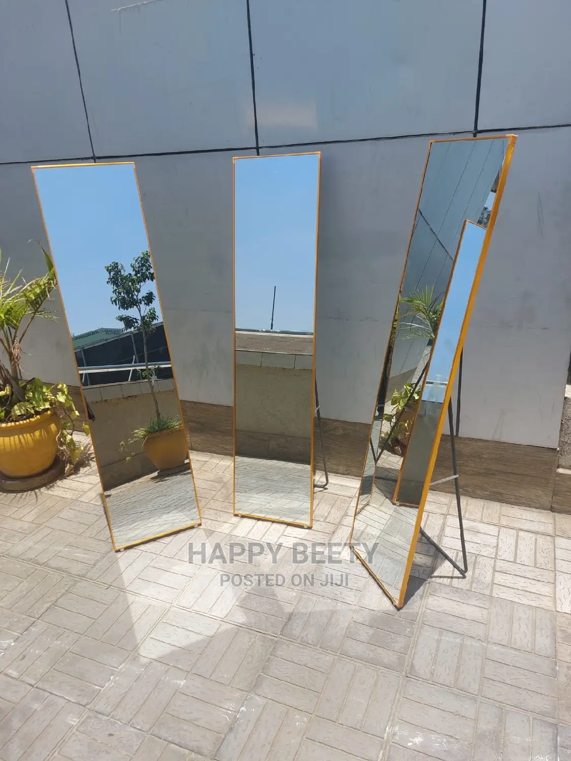 Standing Mirror With Metallic Stand