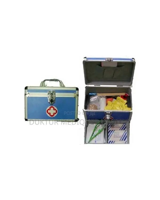 First Aid Kit in Fancy Metal Case, Lockable, With Handle