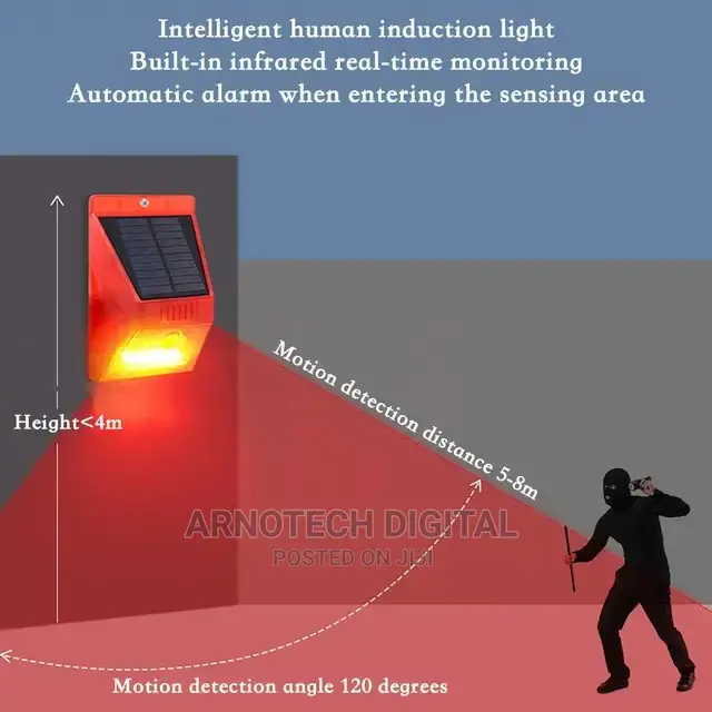 Ip65 Water Proof Remote Controlled Solar/Ac Charging Alarm