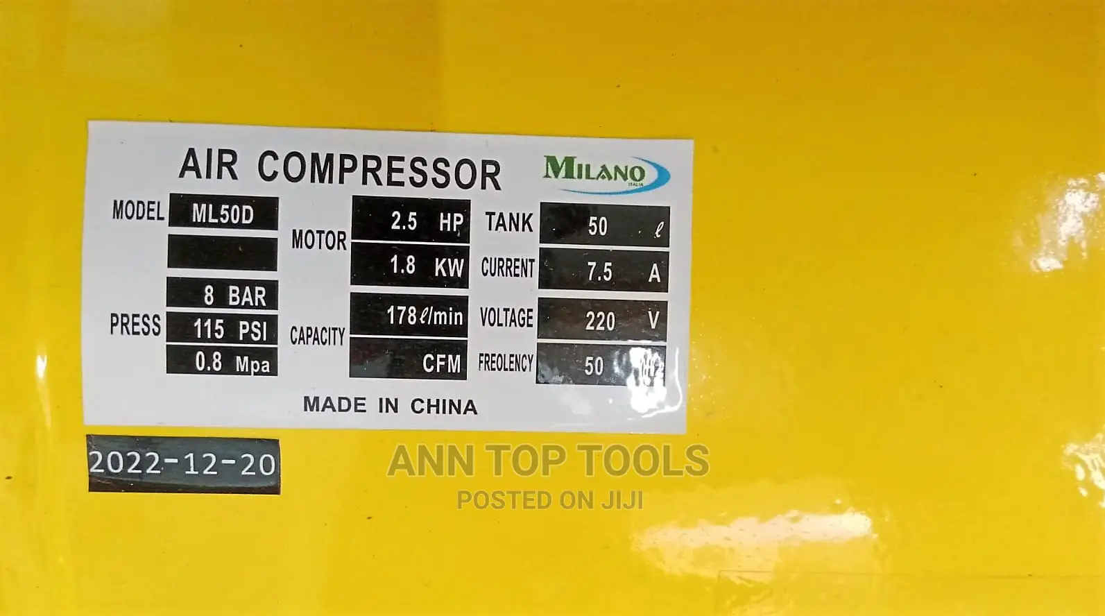 Milano 50litre 2.5hp Air Compressor