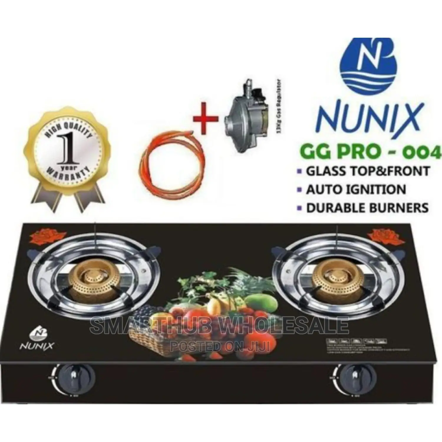 Glass Complete Burner Gas Stove Cooker With Pipe/Regulator