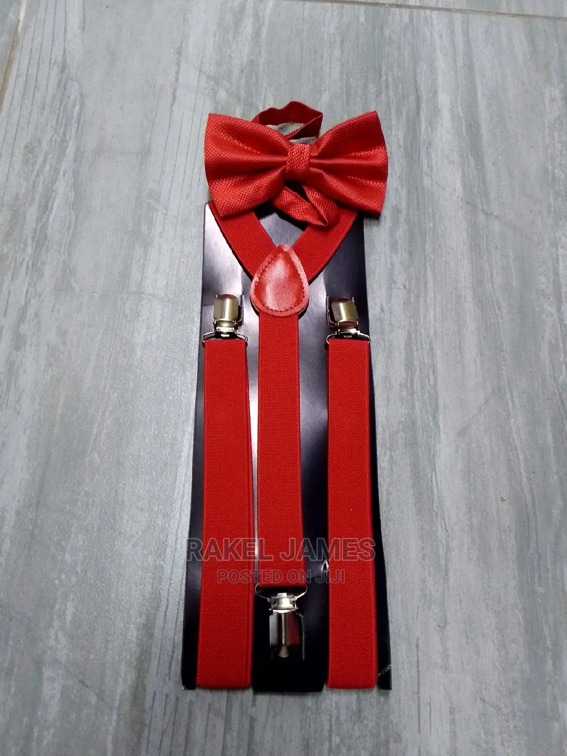 Red Suspender and Bowtie