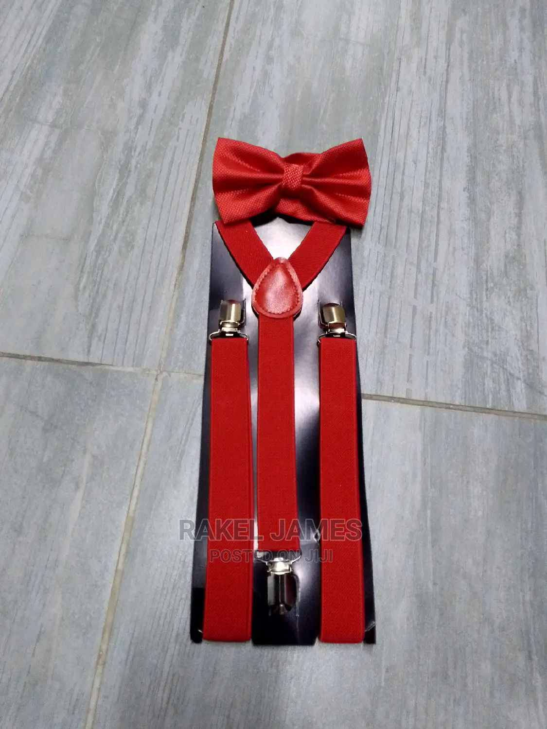Red Suspender and Bowtie
