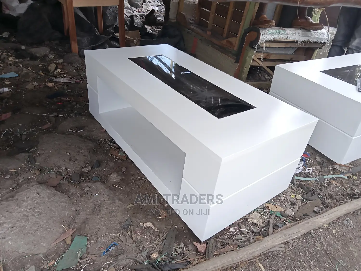 White Mirrored Coffere Table