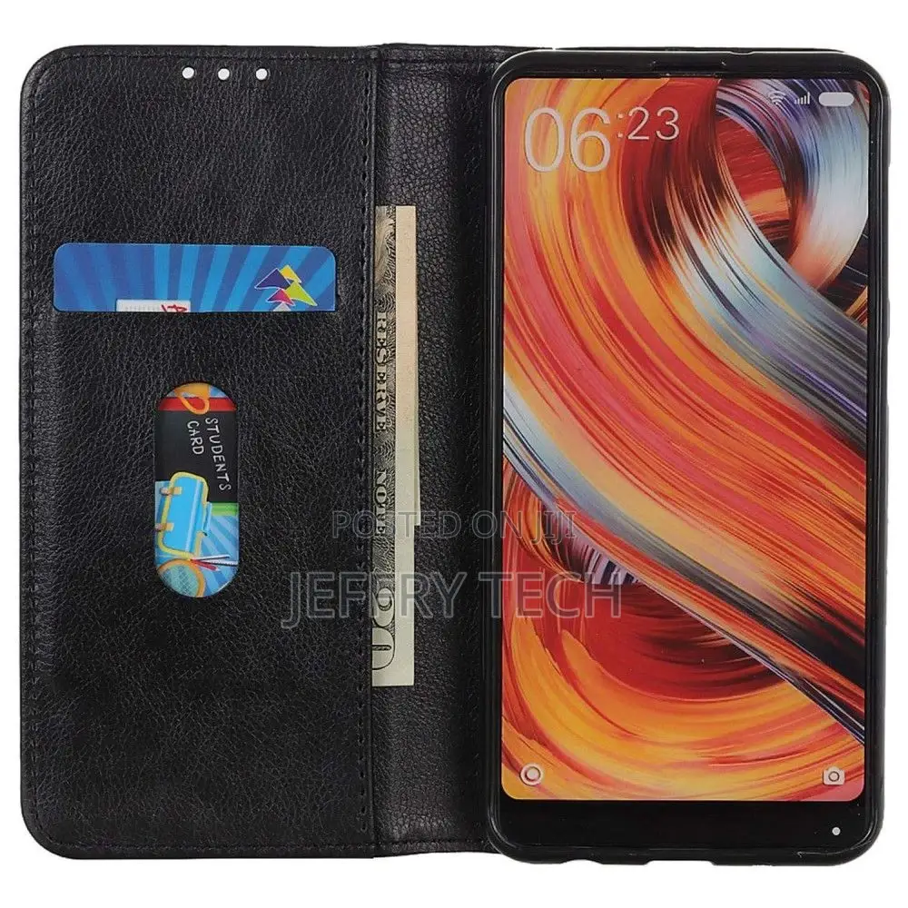 Leather Case With Magnetic Closure for iPhone 14 Pro - Blac