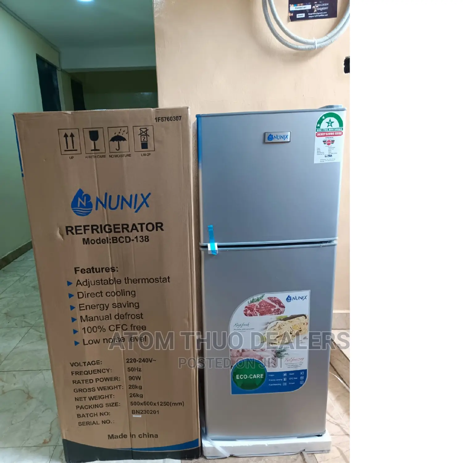 Nunix Double Door 138 Litres Fridge/ Refrigerator. 