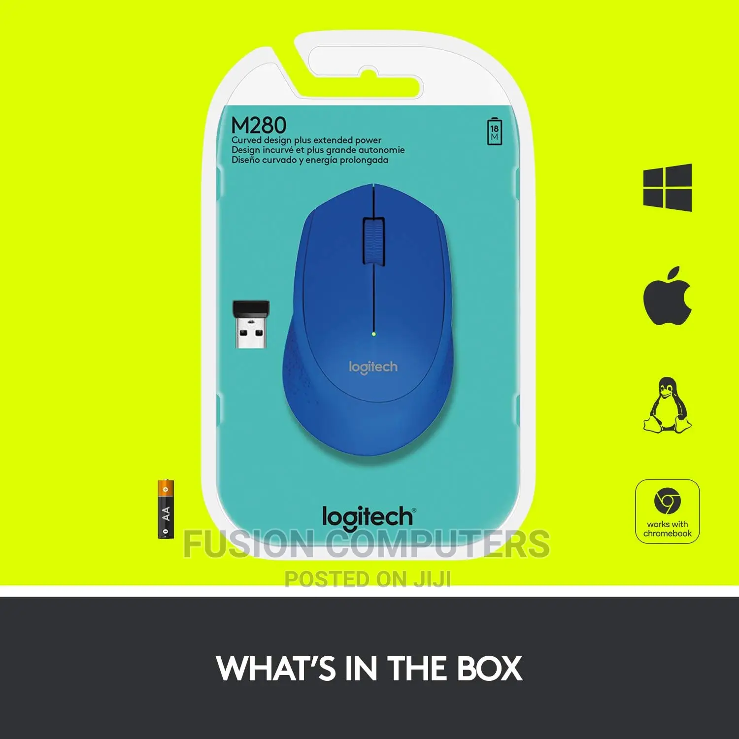 LOGITECH Wireless Mouse M280 Blue 2.4ghz