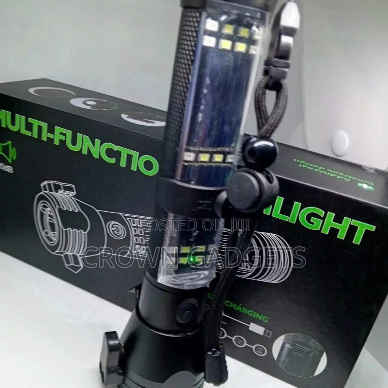 9 in 1 Multi Function Led Solar/Electric Flashlight Torch