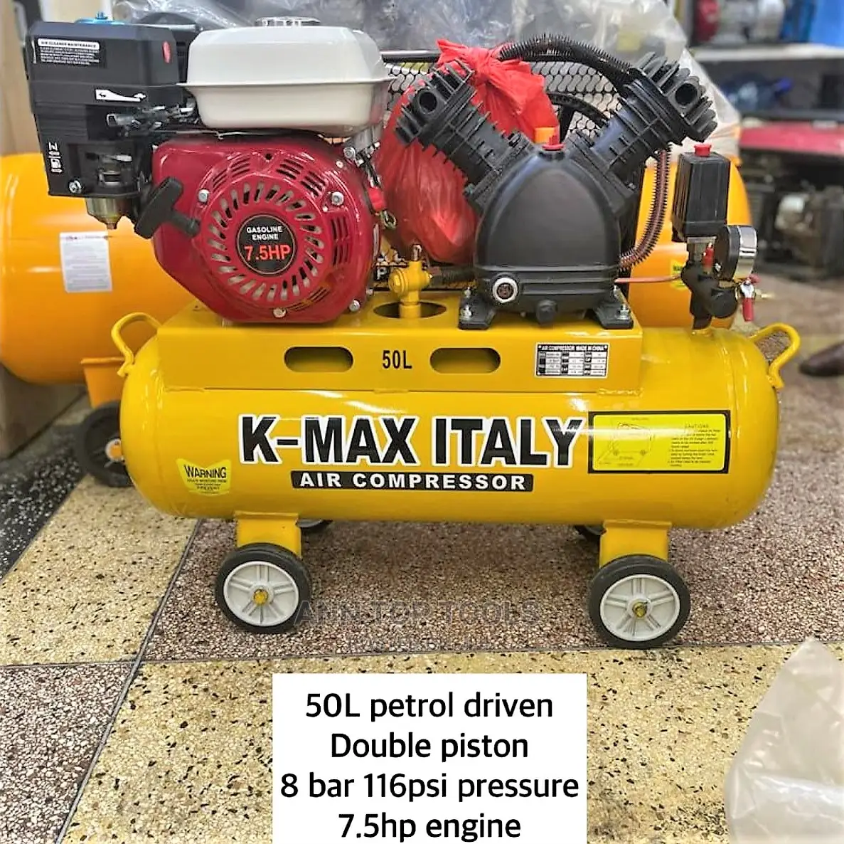 Kmax Italy 7.5hp 50L Petrol Driven Air Compressor