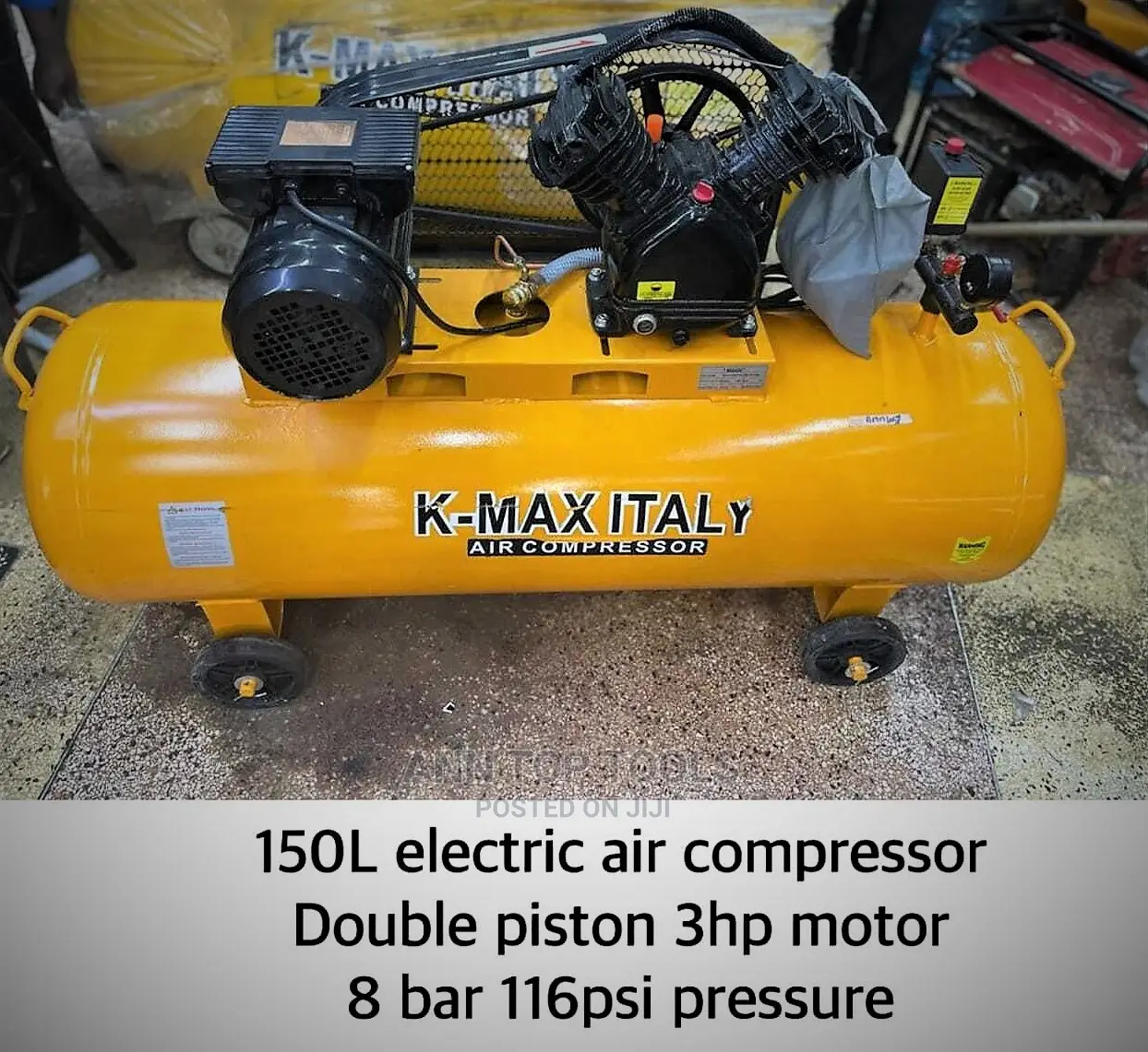 Kmax Italy 150 Litres 8 Bar Double Piston 3hp Motor Electric