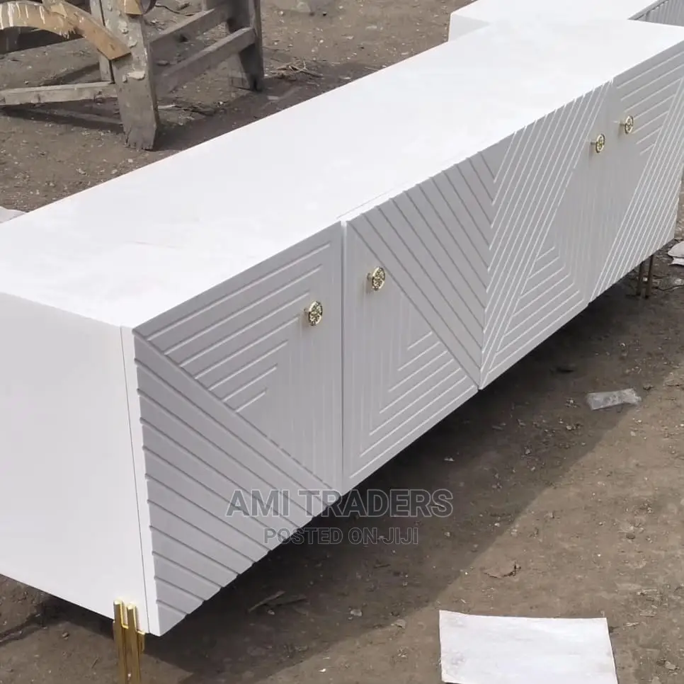 White Tv Stand With Golden Stands