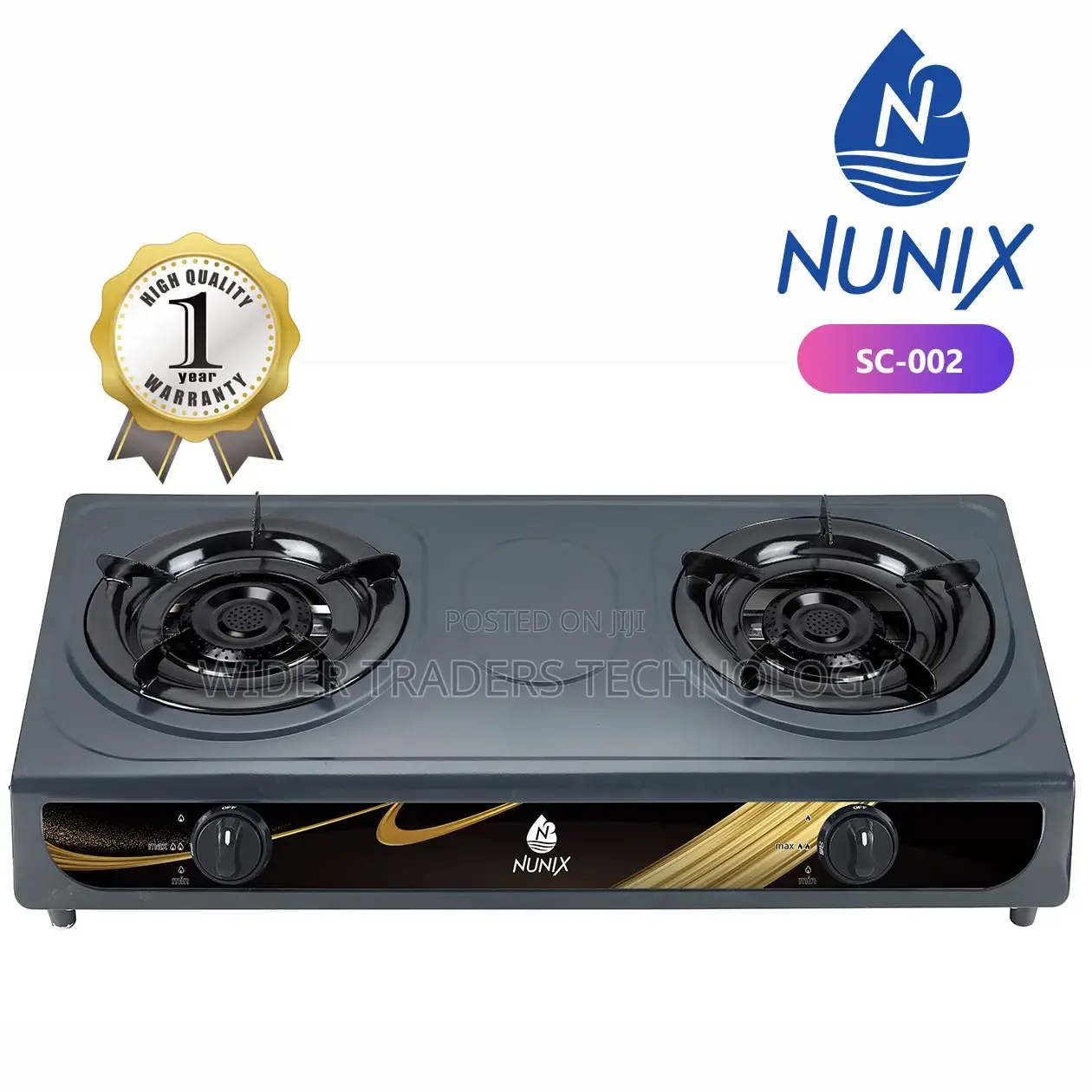 Nunix Stainless Steel Table Top Double Burner Gas Cooker