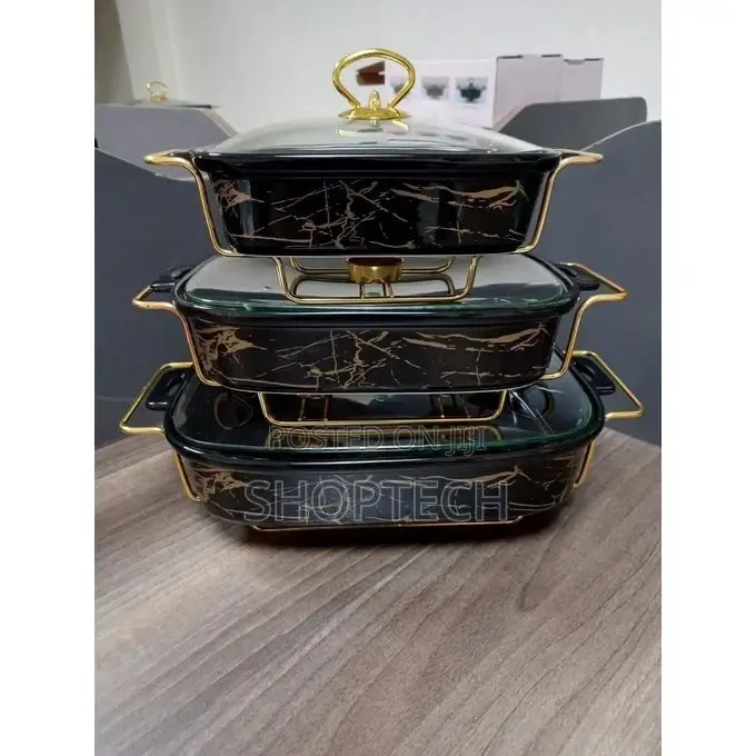 Generic 3pcs Ceramic Chaffing Dishes