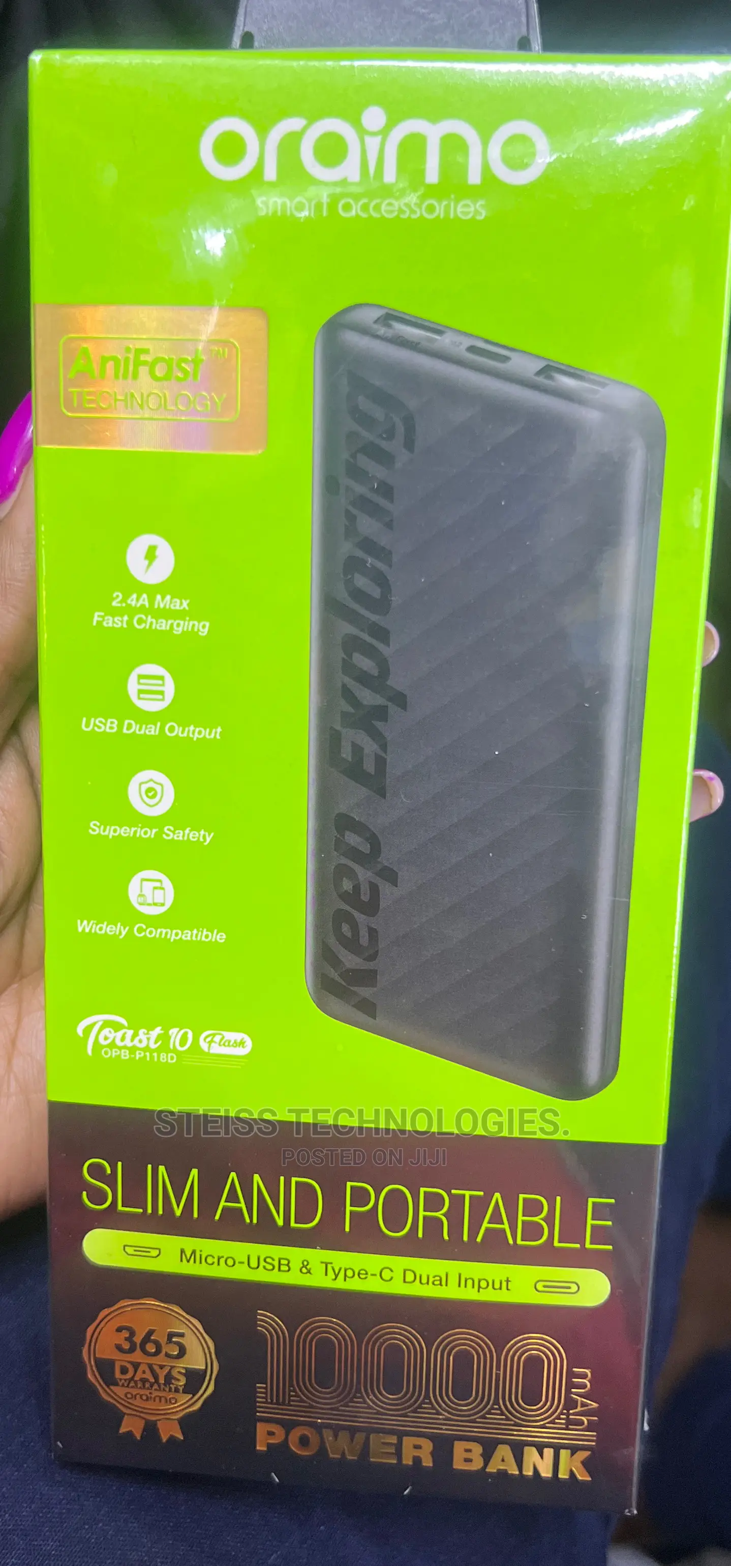 Oraimo 10000-Mah Powerbank.