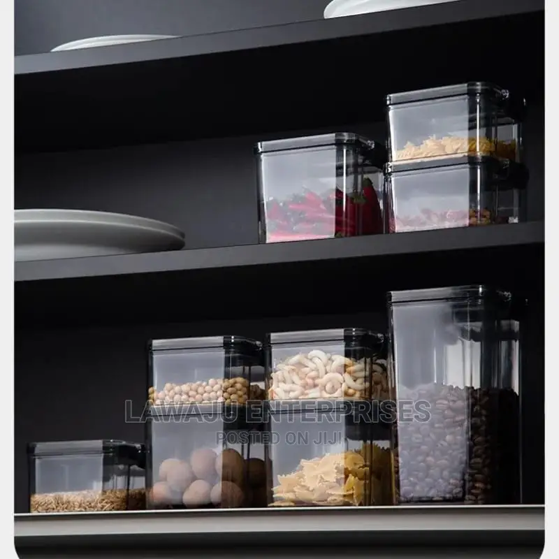 8pc Transparent Acrylic Cereal Food Pantry Storage Container
