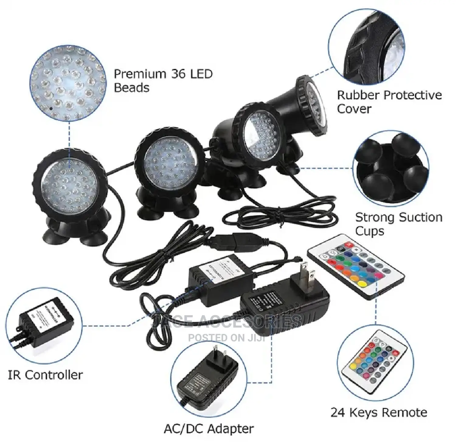 Ip68 Waterproof Fountain Lights 5 in 1