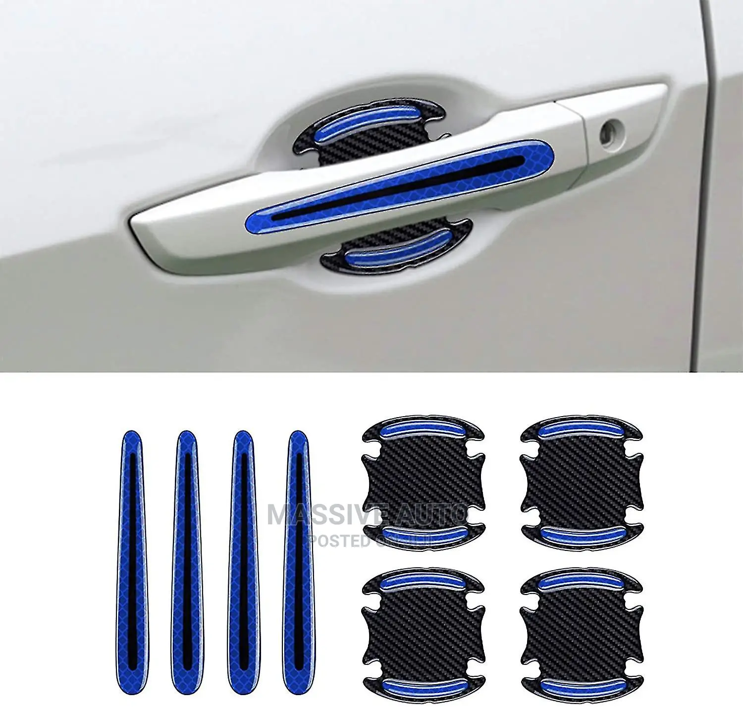 Blue Reflective Door Handle Stickers