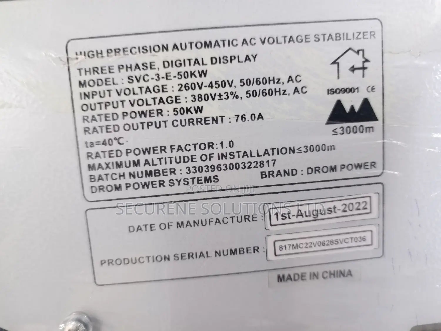 Automatic Voltage Stabilizer 3 Phase Digital Display 50kva