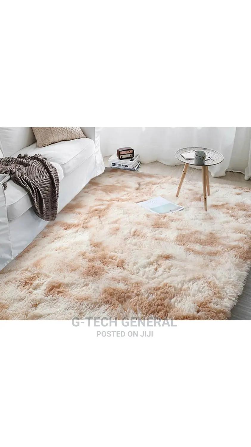 Brown Fluffy Carpet With Patches 5*8