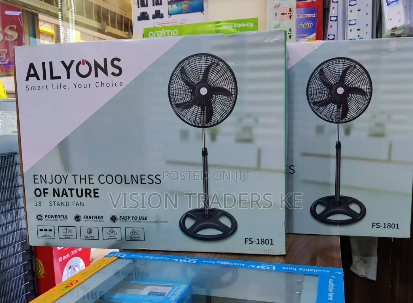 Black Ailyons Standing Fan 18 Inches