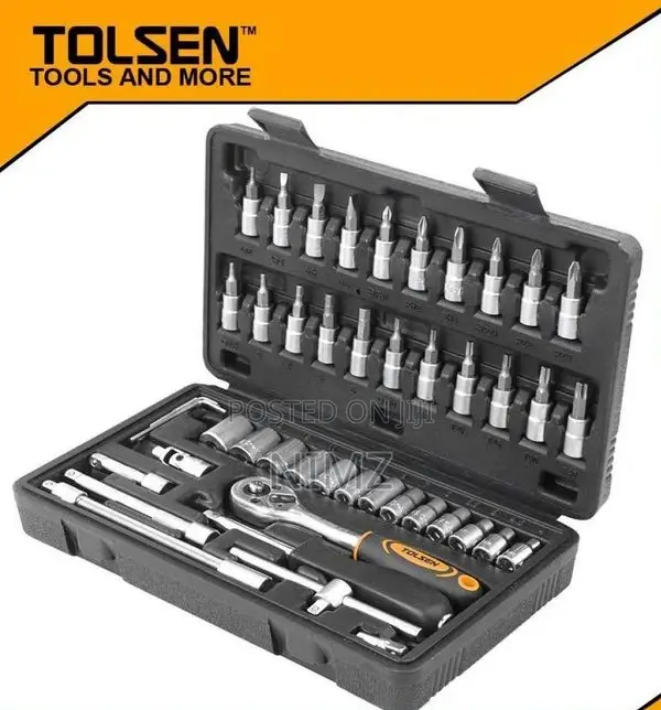 Tolsen 46pcs Socket Set 1/4" Drive Impact Ratchet Set Deep S