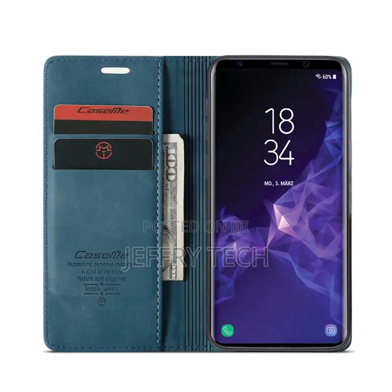 Horizontal Flip Leather Case for Samsung Galaxy S9 Blue