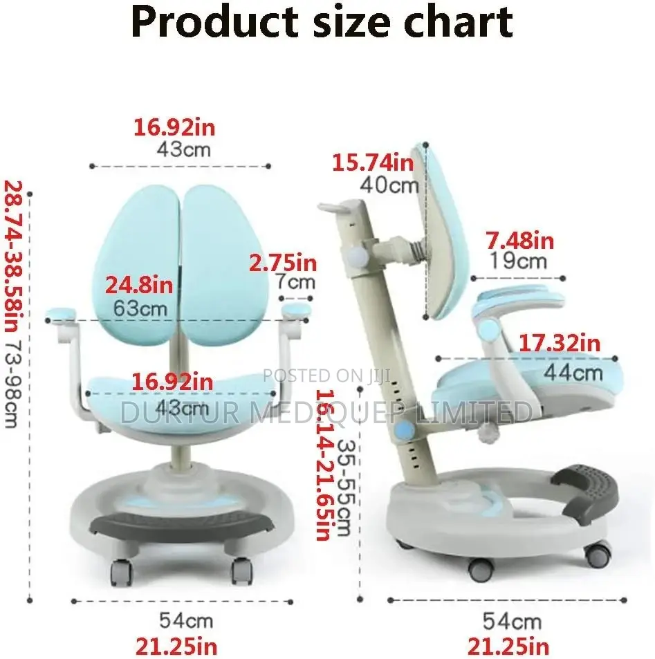 Ergonomic Children's Study/ Learning Chair Adjustable Height